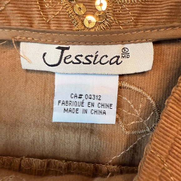 Y2K Brown Corduroy Sequin Embroidered Boho Peasant Skirt - Picture 7 of 7